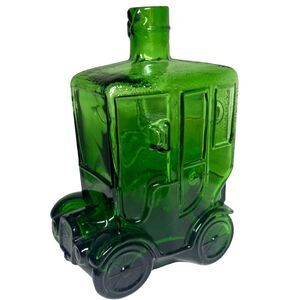 Vintage Empoli Bessi Italian Green Glass Car Decanter MCM Novelty Bottle No Lid